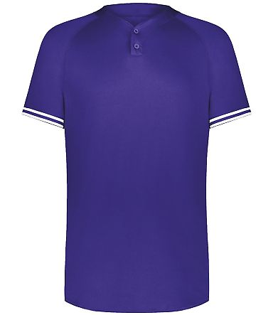 Augusta Sportswear 6905 Cutter Henley Jersey in Purple/ white front view