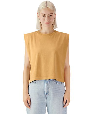 American Apparel 307GD Garment-Dyed Women's Heavyw in Faded mustard front view