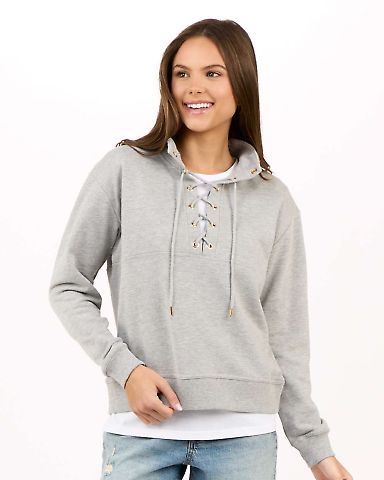 Boxercraft BW5401 Women's Lace Up Pullover in Oxford heather front view