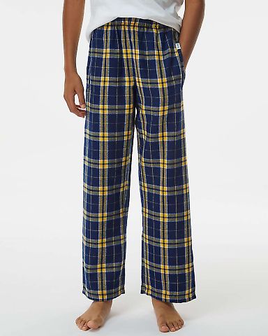 Boxercraft BY6624 Youth Flannel Pants in Navy/ gold front view