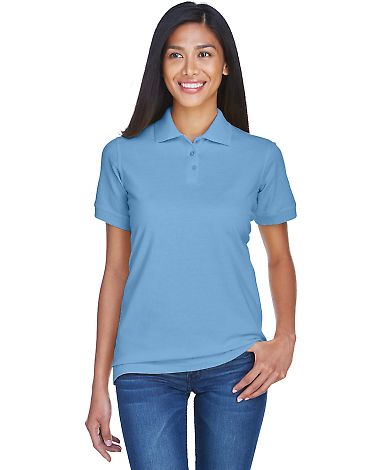 8530 UltraClub® Ladies' Classic Pique Cotton Polo in Cornflower front view