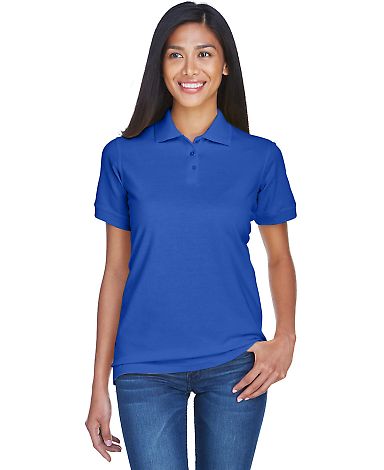 8530 UltraClub® Ladies' Classic Pique Cotton Polo in Royal front view