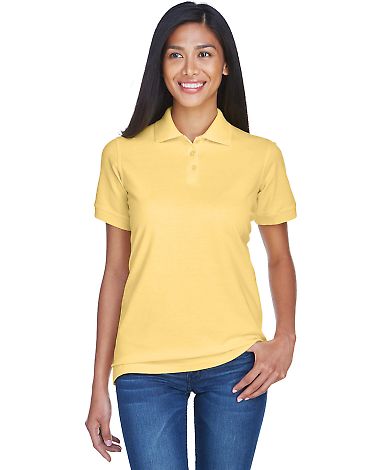 8530 UltraClub® Ladies' Classic Pique Cotton Polo in Yellow front view