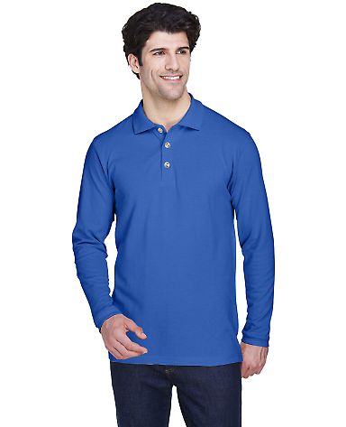 8532 UltraClub® Adult Long-Sleeve Classic Pique C in Royal front view