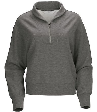 Boxercraft BW5205 Women's Dream Fleece 1/4 Zip Pul in Black heather front view