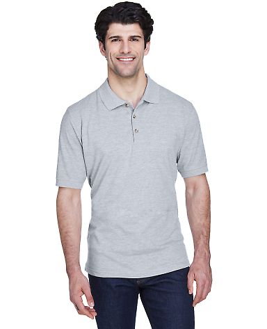 8535 UltraClub® Men's Classic Pique Cotton Polo in Heather grey front view