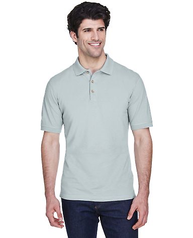 8535 UltraClub® Men's Classic Pique Cotton Polo in Silver front view