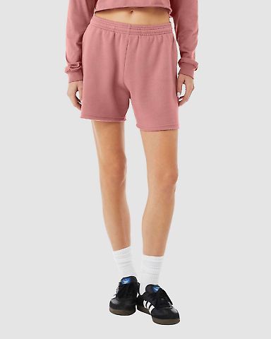 Bella + Canvas 3787 Ladies' Cutoff Sweatshort in Mauve front view