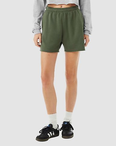 Bella + Canvas 3787 Ladies' Cutoff Sweatshort in Military green front view