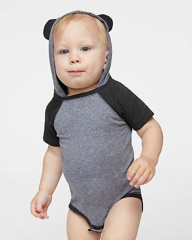 Rabbit Skins 4417 Infant Character Hooded Bodysuit in Gran hth/ vn smk front view