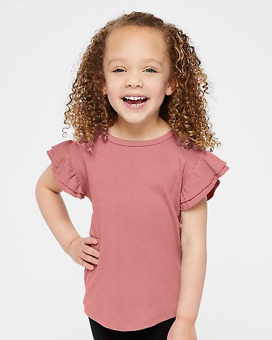 Rabbit Skins 3339 Toddler Flutter Sleeve T-Shirt in Mauvelous front view