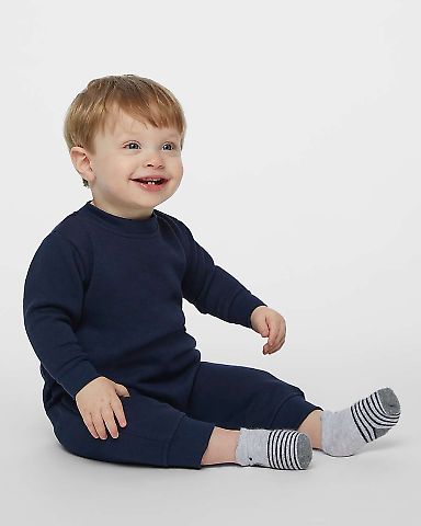 Rabbit Skins 4447 Infant Fleece One-Piece Bodysuit in Navy front view