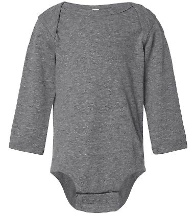 Rabbit Skins 4421 Infant Long Sleeve Jersey Bodysu in Granite heather front view