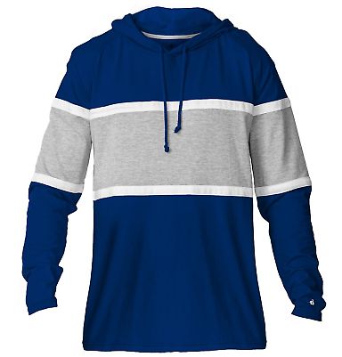 Badger Sportswear 4981 United Hooded T-Shirt in Royal/ oxford/ white front view