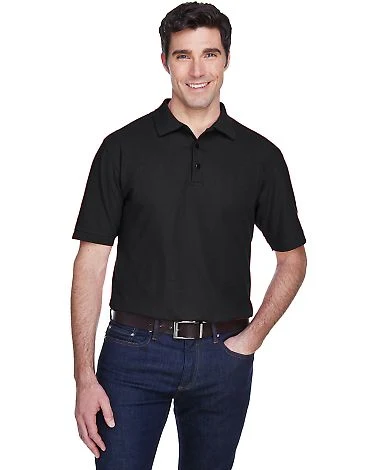 8540 UltraClub® Men's Whisper Pique Blend Polo   in Black front view