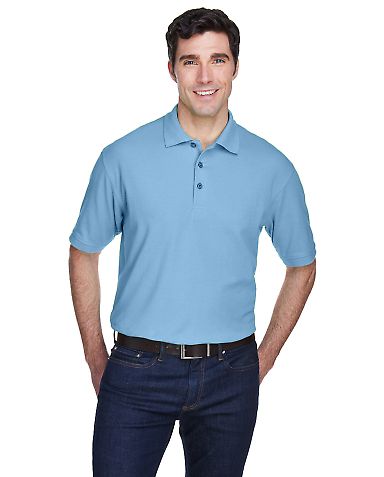8540 UltraClub® Men's Whisper Pique Blend Polo   in Cornflower front view