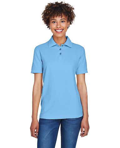 8541 UltraClub® Ladies' Whisper Pique Blend Polo in Cornflower front view