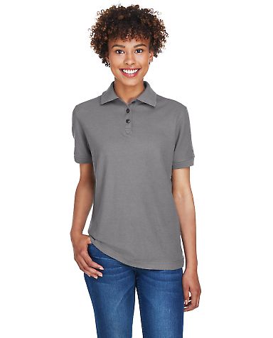 8541 UltraClub® Ladies' Whisper Pique Blend Polo in Graphite front view