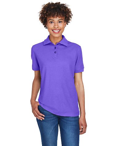 8541 UltraClub® Ladies' Whisper Pique Blend Polo in Purple front view