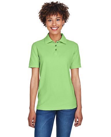 8541 UltraClub® Ladies' Whisper Pique Blend Polo in Apple front view