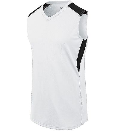 Augusta Sportswear 312163 Girls' Dynamite Jersey in White/ black/ white front view