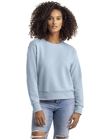 Next Level Apparel 9084 Ladies' Laguna Sueded Swea in Stonewash denim front view