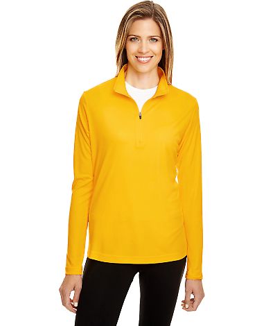 Team 365 TT31W Ladies' Zone Performance Quarter-Zi in Sp athletic gold front view