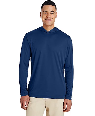 Team 365 TT41 Men's Zone Performance Hooded T-Shir in Sport dark navy front view