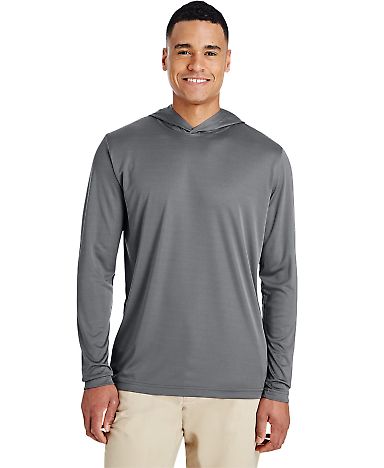 Team 365 TT41 Men's Zone Performance Hooded T-Shir in Sport graphite front view