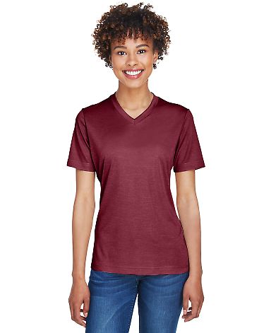Team 365 TT11HW Ladies' Sonic Heather Performance in Sp maroon hthr front view
