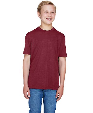 Team 365 TT11HY Youth Sonic Heather Performance T- in Sp maroon hthr front view