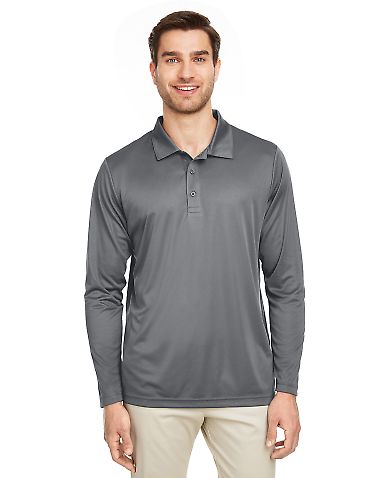 Team 365 TT51L Men's Zone Performance Long Sleeve in Sport graphite front view