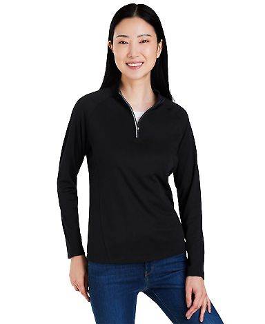 Core 365 CE418W Ladies' Origin Performance Pique Q in Black/ carbon front view