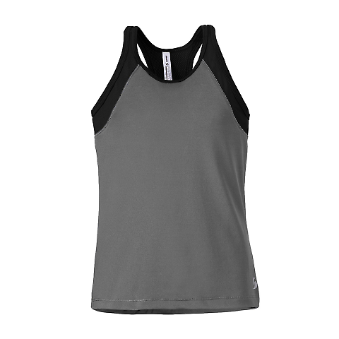 Soffe 1504G HIGH NECK TRACK TANK in Gunmetal/black 90k front view