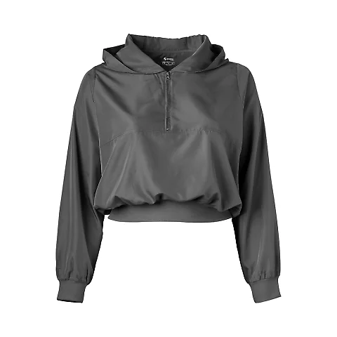 Soffe 1489C CURVES QTRZIP HOODIE in Gunmetal 017 front view