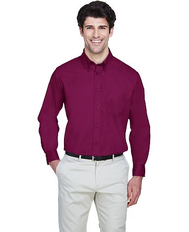 8975 UltraClub® Men's Whisper Twill Blend Woven S in Wine front view