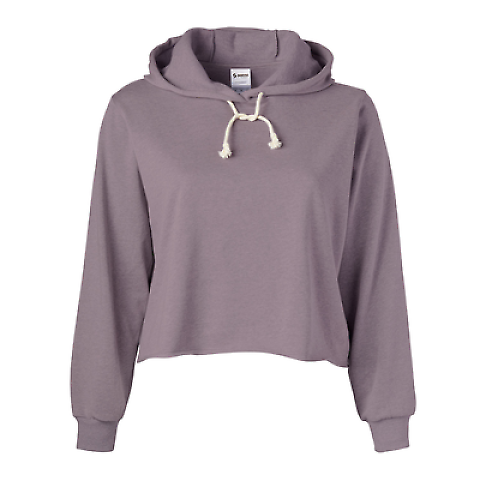 Soffe 5639C CURVES CROP HOODIE in Chalk purple 579 front view