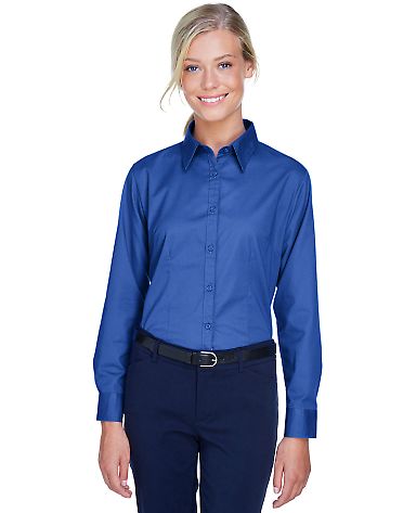 8976 UltraClub® Ladies' Whisper Twill Blend Woven in Royal front view