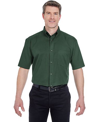 8977 UltraClub® Adult Whisper Twill Blend Short-S in Forest green front view