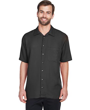 8980 UltraClub® Men's Blend Cabana Breeze Camp Sh in Black front view