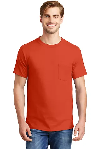 5190 Hanes® Beefy®-T with Pocket Orange front view