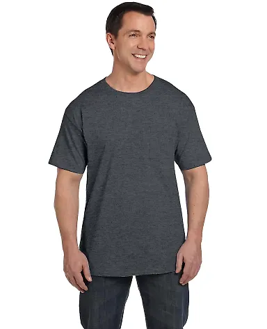 5190 Hanes® Beefy®-T with Pocket Charcoal Heather front view