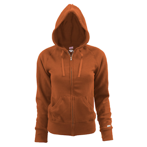 Soffe 7577V JR RUGBY ZIP HOOD CTTNPLY in Texas orange y2n front view