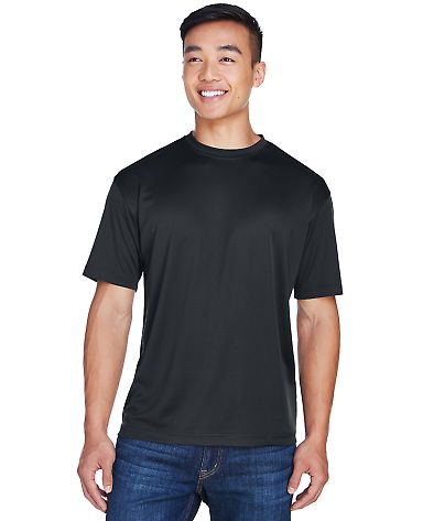 8400 UltraClub® Men's Cool & Dry Sport Mesh Perfo in Black front view