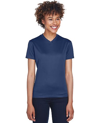 8400L UltraClub® Ladies' Cool & Dry Sport V Neck in Navy front view