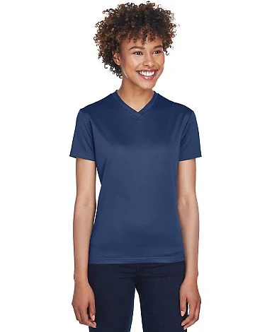 8400L UltraClub® Ladies' Cool & Dry Sport V Neck  in Navy front view