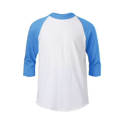 Soffe B209 Youth B/B Tee in White/col blue bfm front view