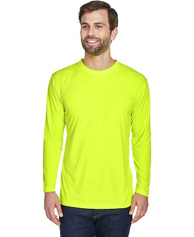 8422 UltraClub® Adult Cool & Dry Sport Long-Sleev in Bright yellow front view