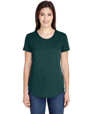 Gildan 6750L Ladies' Triblend T-shirt in Hth dark green front view