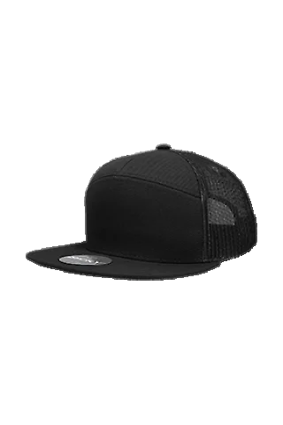 Decky Hats 1133 Decky 7-Panel Trucker in Black front view